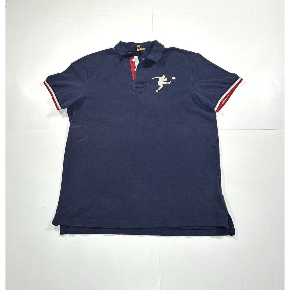 Ralph Lauren Rugby Shirt Men Size XL Navy Big Kicker #11 Knit Short Sleeve Polo
